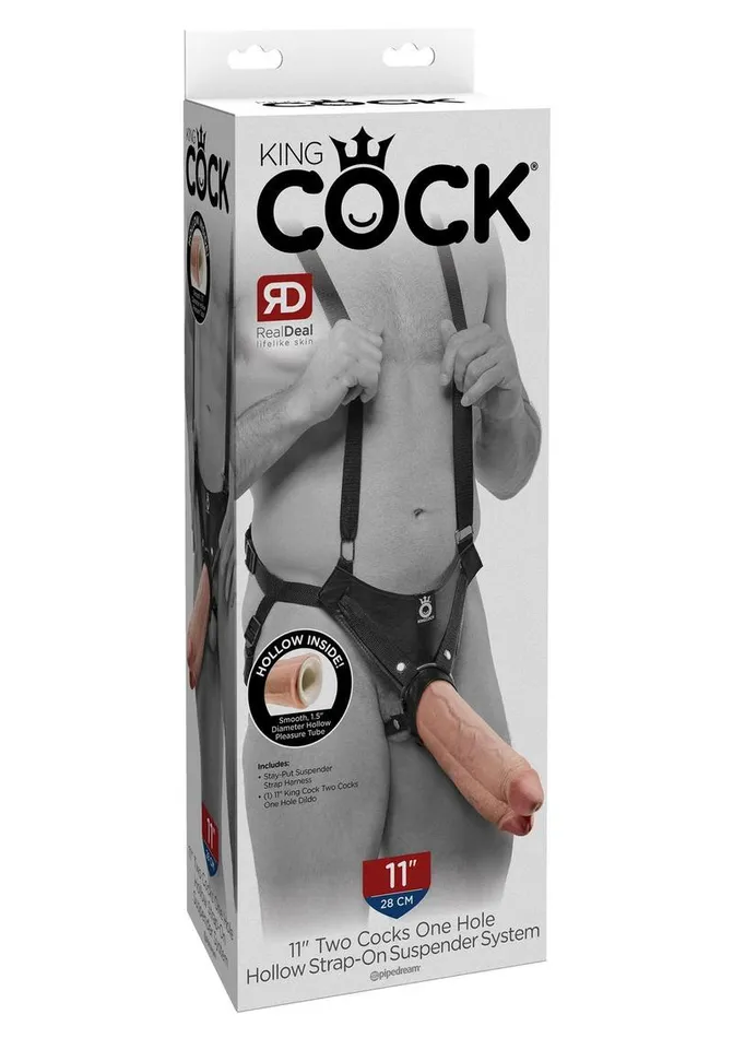Female Sex Toys King Cock King Cock Two Dildos One Hole Hollow StrapOn Suspender System