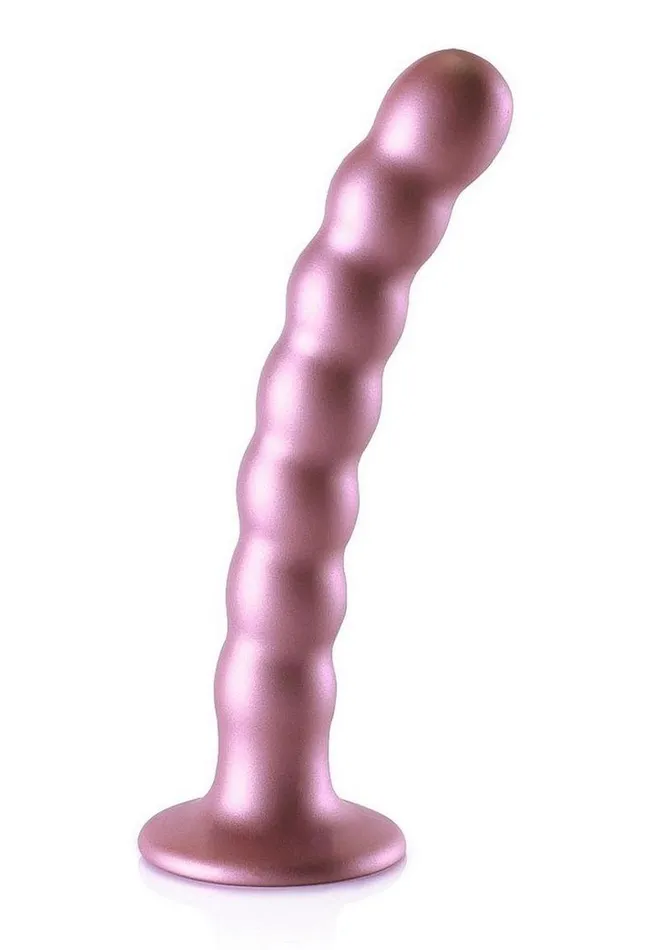 Female Sex Toys Ouch Beaded GSpot Silicone Dildo 65in Metallic Ouch