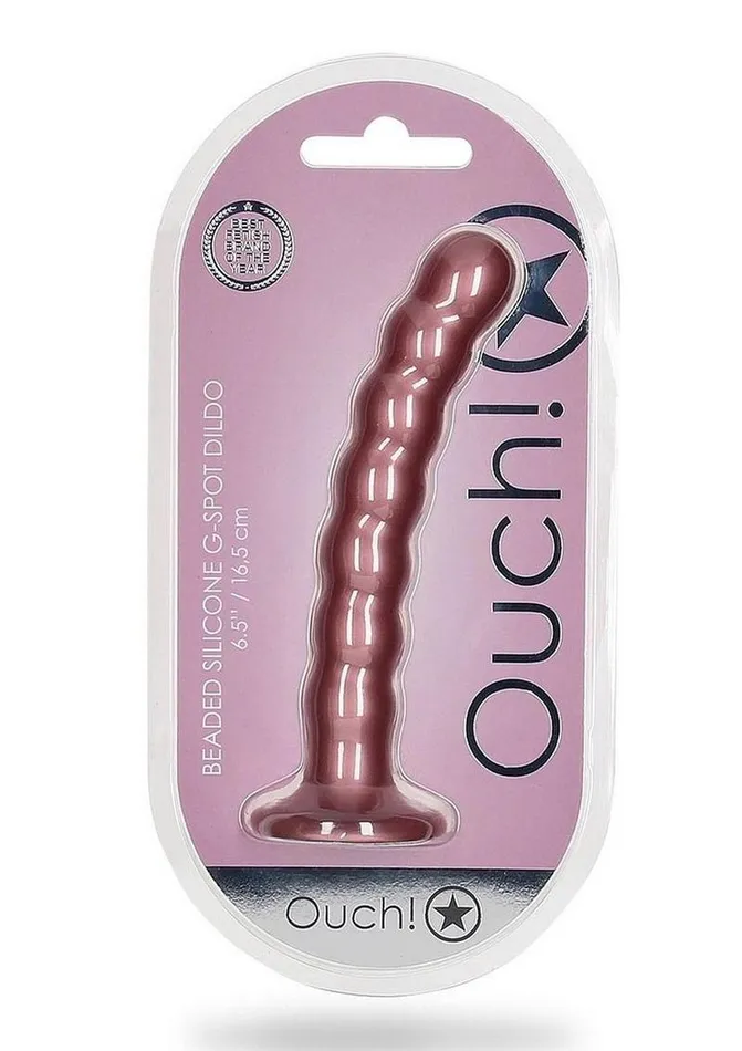 Female Sex Toys Ouch Beaded GSpot Silicone Dildo 65in Metallic Ouch