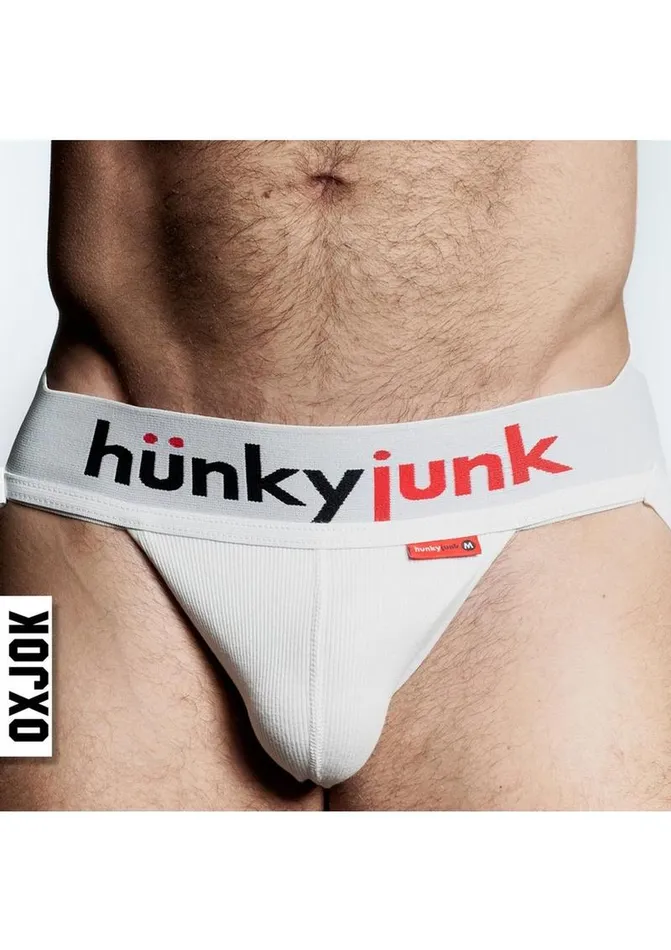 Female Sex Toys Oxballs Hunker Comfy Pouch SliderStrap Jock White Snow