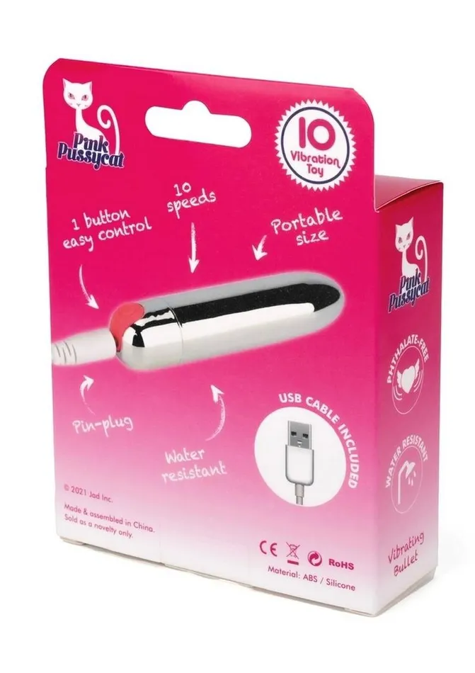 Female Sex Toys Pink Pussycat Rechargeable Vibrating Bullet Pink Pussycat