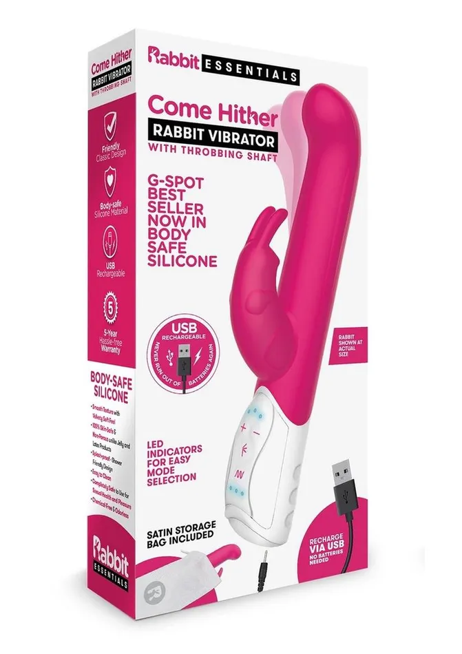 Female Sex Toys Rabbit Essentials Rabbit Essentials Silicone Rechargeable Come Hither GSpot Rabbit