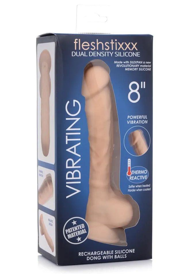 FleshStixxx Female Sex Toys Fleshstixxx Silicone Rechargeable Vibrating Dong with Balls