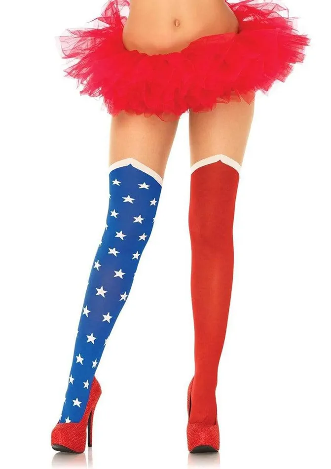 Leg Avenue Hero Opaque Tights with Sheer Thigh Leg Avenue Female Sex Toys
