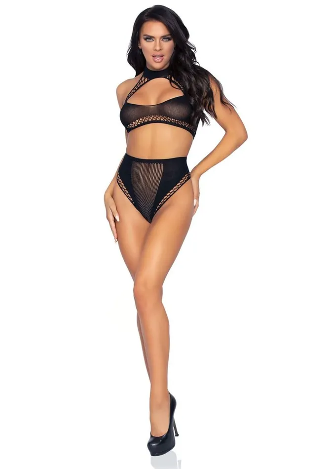 Leg Avenue Keyhole Net Halter Crop Top and High Waist Bottoms Leg Avenue Vibrators