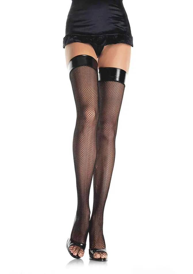 Leg Avenue Leg Avenue Fishnet Stocking with Vinyl Top Male Sex Toys
