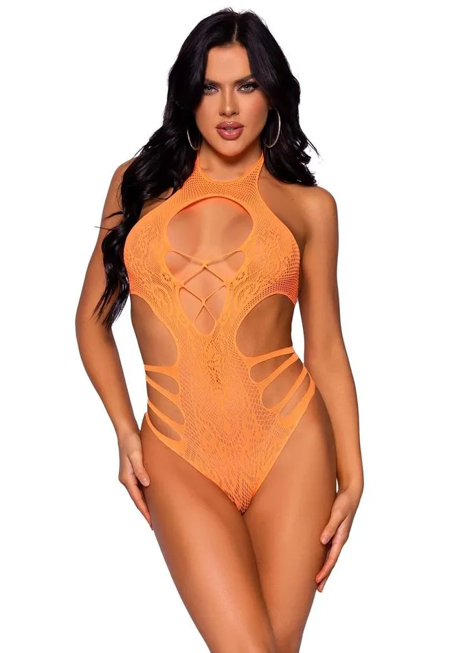 Leg Avenue Teddies And Bodies Leg Avenue Lace Cut Out Strappy Bodysuit