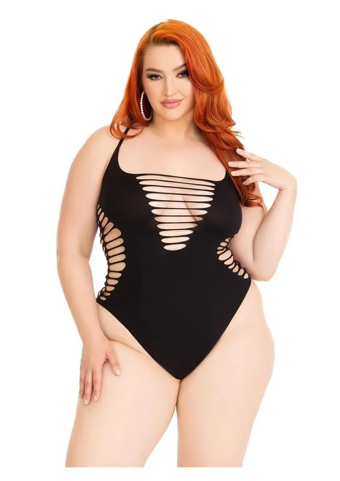 Leg Avenue Teddies And Bodies Leg Avenue Seamless Shredded Racer Back Thong Bodysuit 1x2x