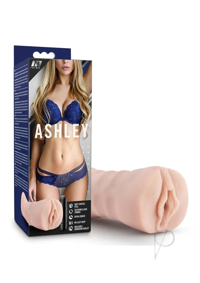 M For Men Ashley Vibrating Masturbator with Bullet Pussy M for Men Male Sex Toys