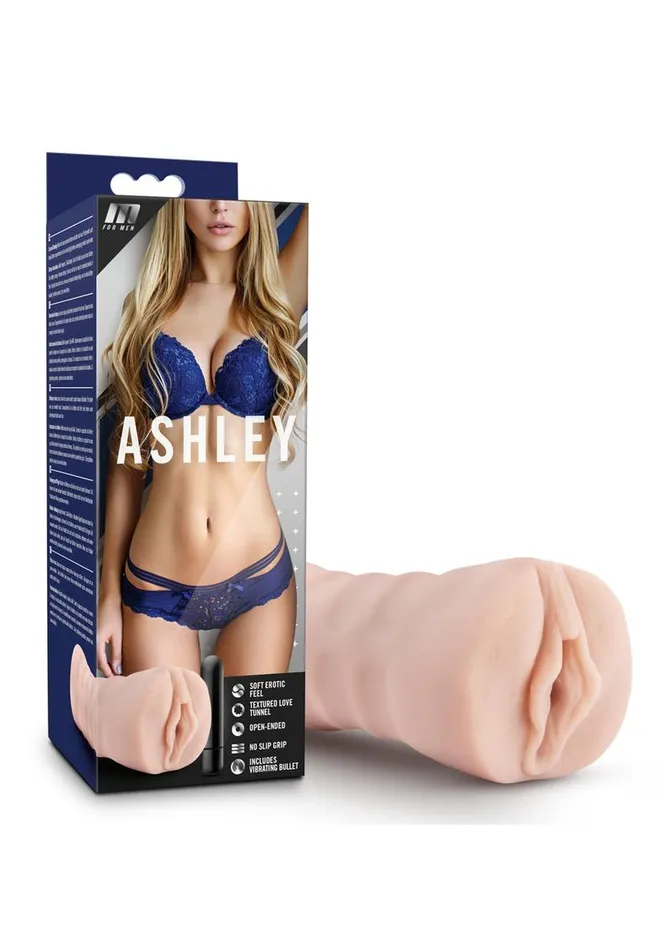 M For Men Ashley Vibrating Masturbator with Bullet Pussy M for Men Male Sex Toys