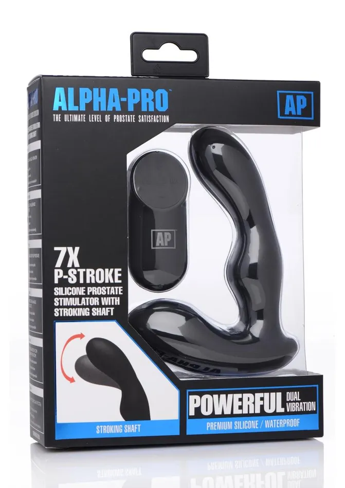 Male Sex Toys ALPHAPRO AlphaPro PStroke Silicone Prostate Stimulator with Stroking Shaft