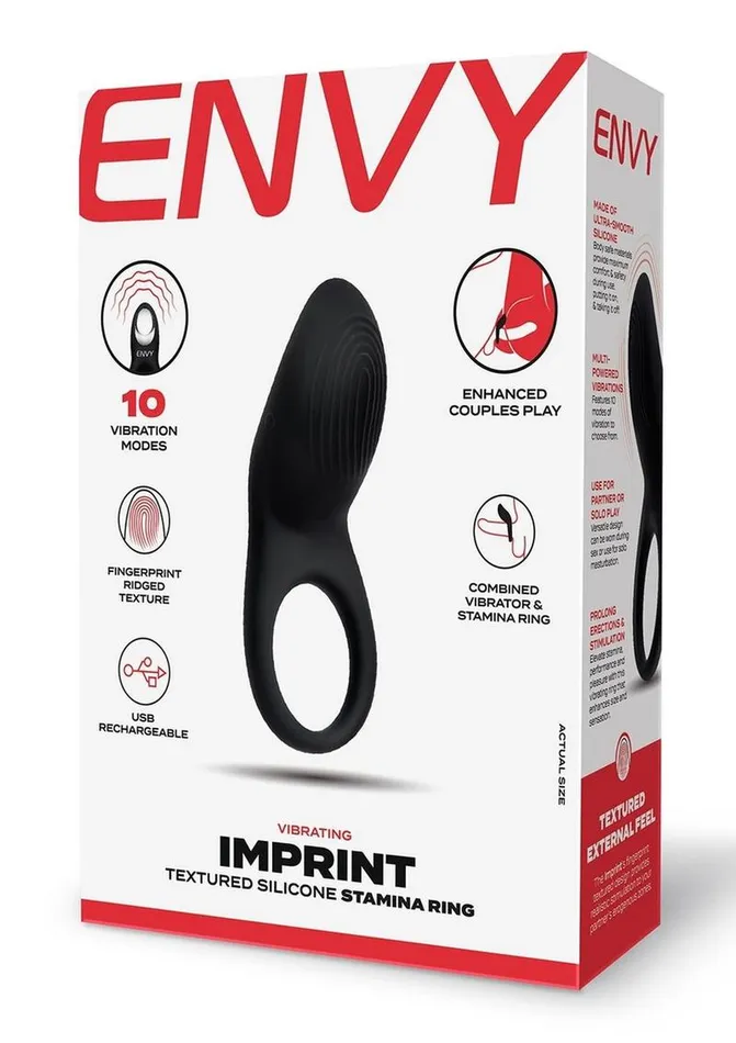 Male Sex Toys Envy Toys Envy Toys Imprint Textured Rechargeable Silicone Stamina Ring