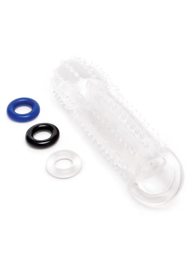 Male Sex Toys Size Up Size Up Texured Clear View Penis Extender with Ball Loop