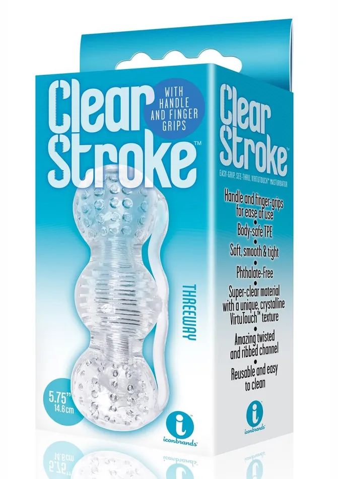 Male Sex Toys The 9s Clear Stroke Threeway Masturbator THE 9S