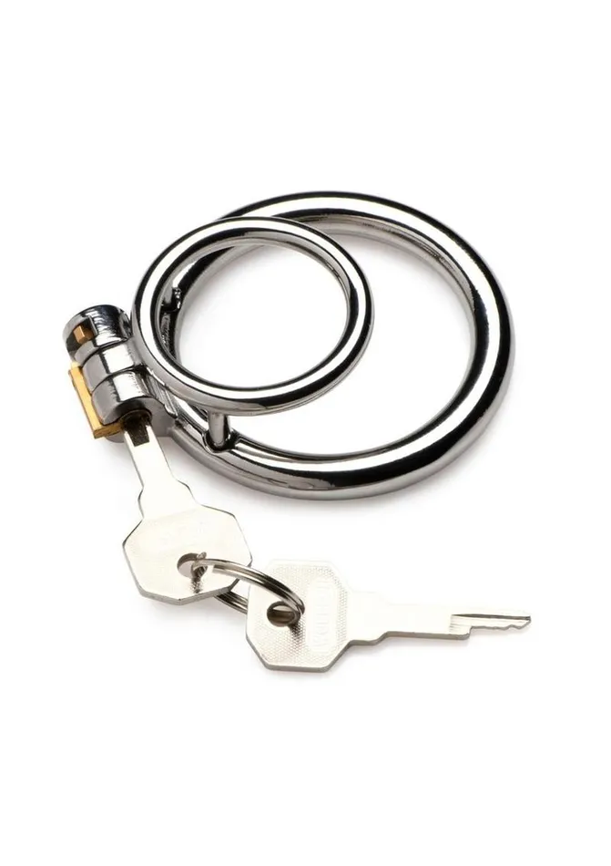 Master Series Locked Cock Stainless Steel Locking Cock and Ball Ring Master Series Male Sex Toys