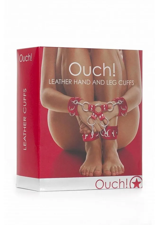 Ouch Ouch Leather Hand and Leg Cuffs Restraints