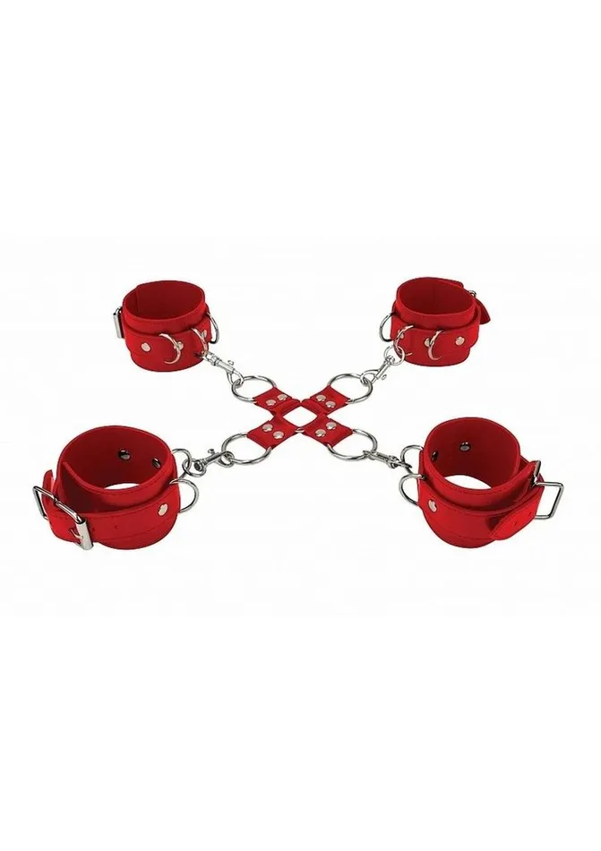 Ouch Ouch Leather Hand and Leg Cuffs Restraints