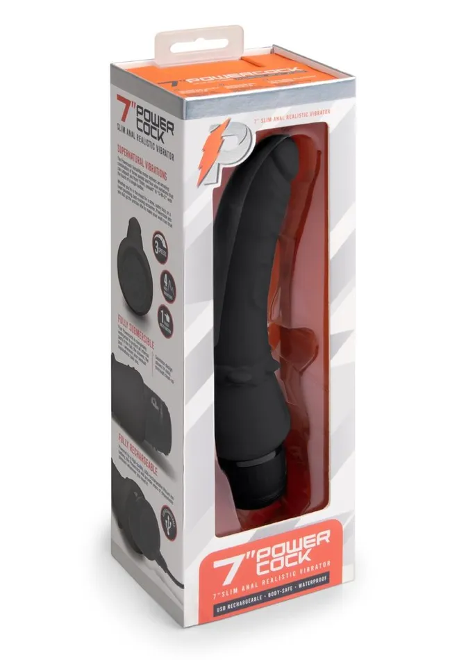 Powercocks Silicone Rechargeable Slim Anal Realistic Vibrator Powercocks Female Sex Toys