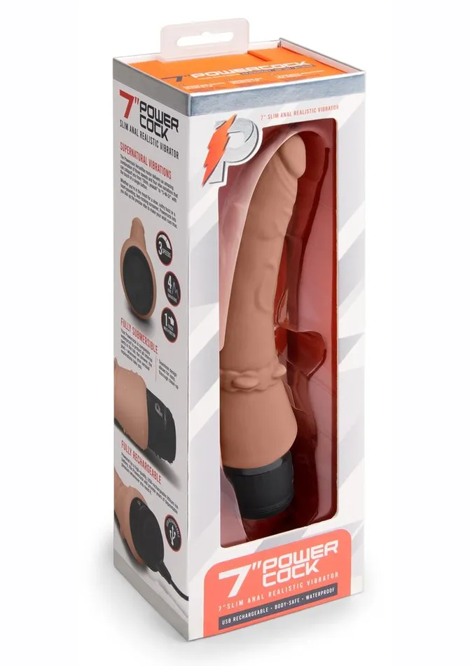 Powercocks Silicone Rechargeable Slim Anal Realistic Vibrator Powercocks Female Sex Toys
