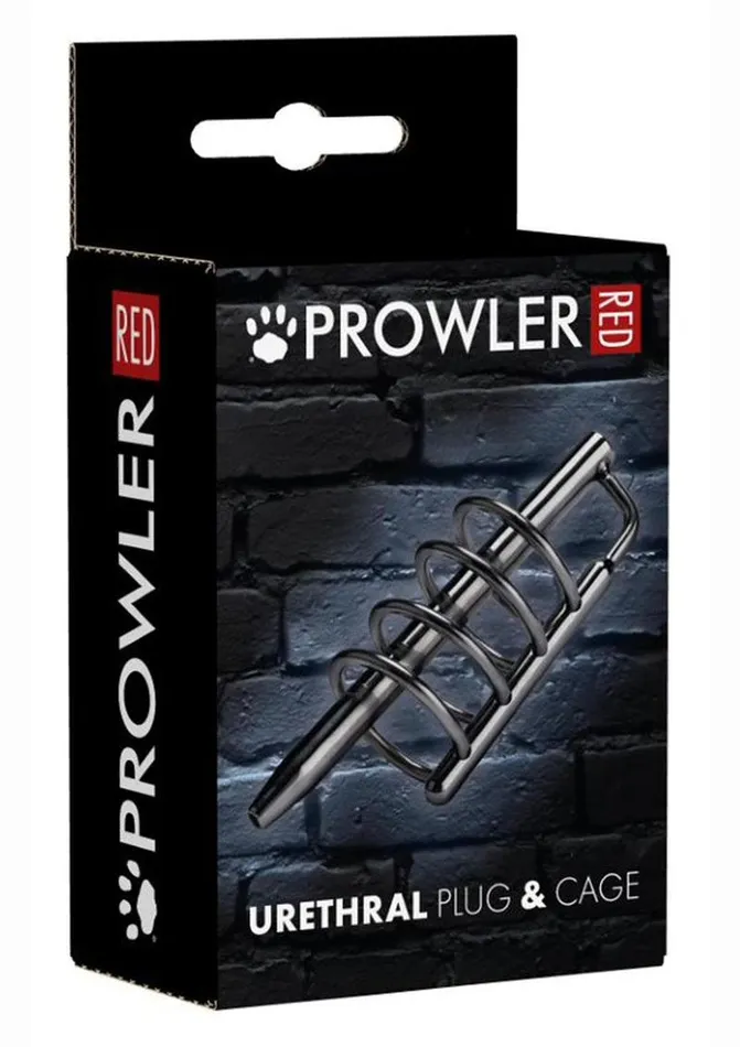 Prowler RED Prowler Red Stainless Steel Urethral Plug and Cage Male Sex Toys